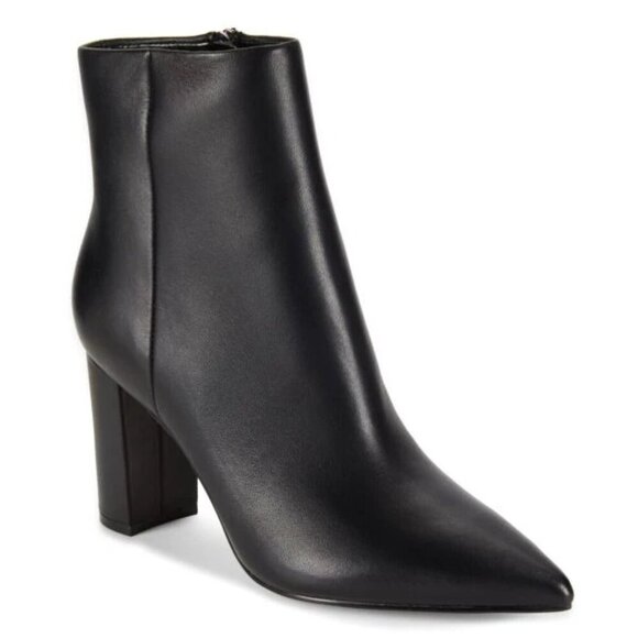 Marc Fisher Ulani Black Leather Point Toe Block Heel Ankle Bootie.  Sz: 10 - Picture 1 of 10
